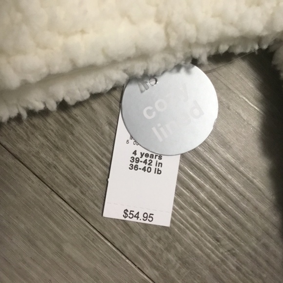 Baby Gap Hooded Fleece Full Zip Cotton Lined Unisex Jacket Ivory Size 4 T - Picture 3 of 5